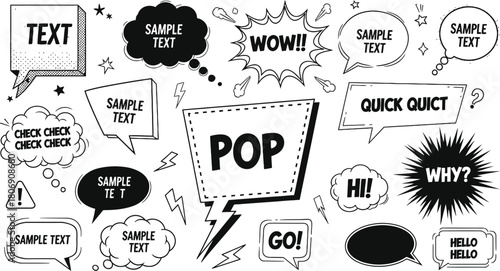 Comic Style Chat Bubbles & Cartoon Speech Balloons Vector Set