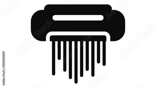 Icon of a paper shredder, a machine that securely destroys sensitive documents isolated on white background symbol of da