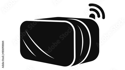 Illustration of a smart curtain controller, automating curtain movement with wireless connectivity isolated on white bac