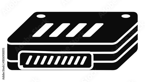 Illustration of a solid state drive, a highspeed storage device for fast data read and write performance isolated on whi
