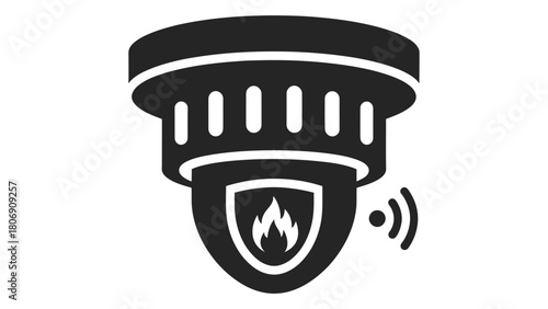 Smart fire alarm with smoke detection and wireless alert isolated on white background modern home safety technology for