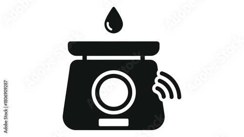 Smart food scale icon isolated on white background, illustrating precise weighing and app sync for nutrition tracking an