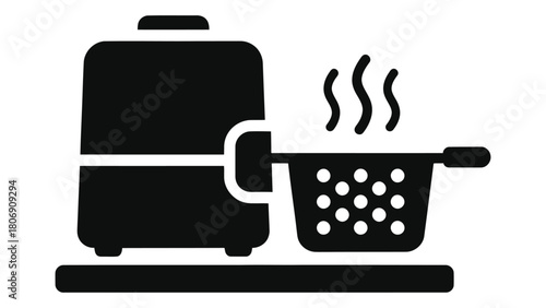 Smart fryer with automatic frying and temperature control isolated on white background modern kitchen appliance for heal