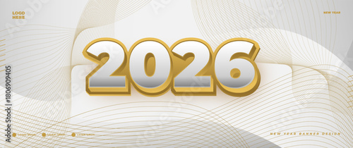 Elegant 2026 luxury banner featuring gold metallic elements, premium textures, soft gradients, and refined typography. Ideal for exclusive events and promotions