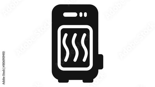 Smart heater icon depicting automated heating control for a modern home, isolated on white background
