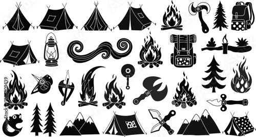 Abstract Camping Doodle : Artistic Outdoor Forms