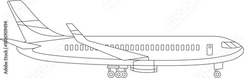 Aircraft line art black outline black and white vector and illustration plane line art drawing