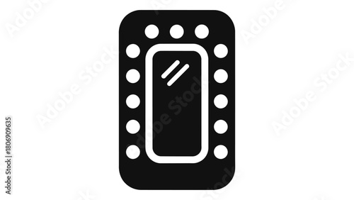 Smart mirror with lights isolated on white background, illuminated smart reflection for modern bathroom and home decor,