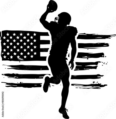 Silhouettes of American Football Players in Action