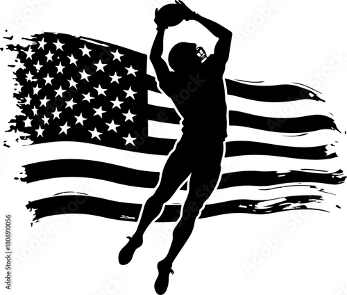 Silhouettes of American Football Players in Action