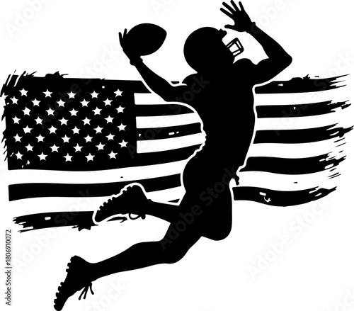 Silhouettes of American Football Players in Action