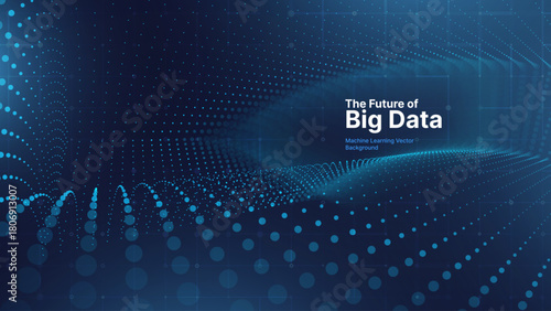 Blue Tech Digital AI Data Flow Vector Background. Future of Big Data Technology Lines. Data Transmission Concept. Information Matrix Flow in Virtual Reality Cyberspace. Vector Illustration.