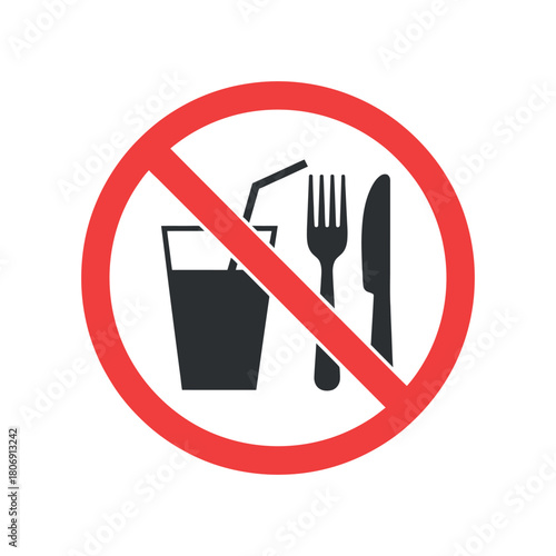No food or drink allowed prohibition sign symbol