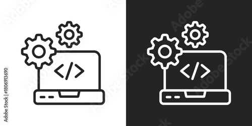 Software Icon In Line Version On Black And White Background