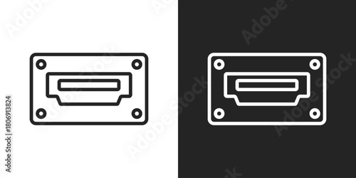 Hard Drive Icon In Line Version On Black And White Background