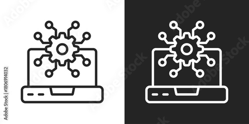 IoT Integration Icon In Line Version On Black And White Background