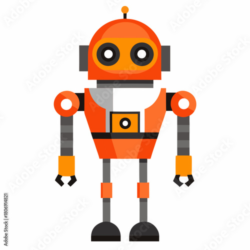 Cute orange robot with big eyes and simple design