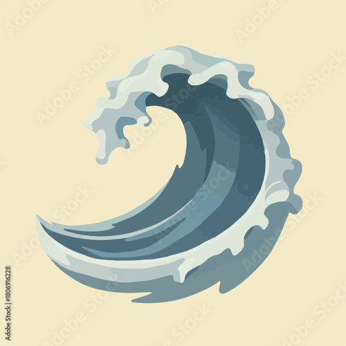 Vector Illustration of Wave with Organic Curves and Splash Elements in Modern Blue Tones