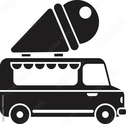 Ice cream truck selling refreshing desserts on a hot summer day