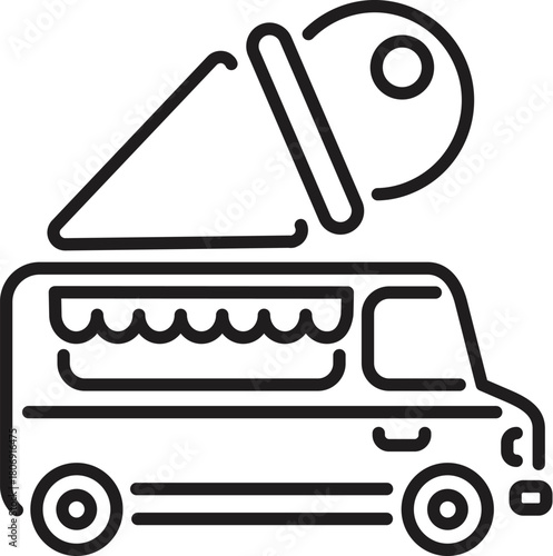 Food truck selling ice cream and sandwiches icon representing street food, fast food, and mobile catering