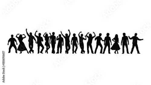 Dynamic dancing silhouettes isolated on white background, Vector