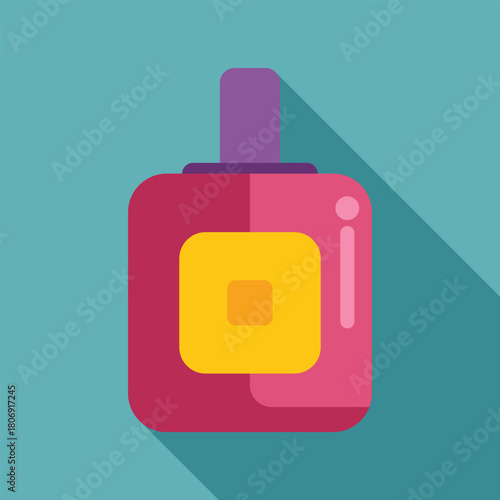 Perfume bottle casting a long shadow on a teal background, suggesting luxury and fragrance