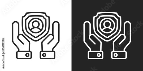 Retain Icon In Line Version On Black And White Background