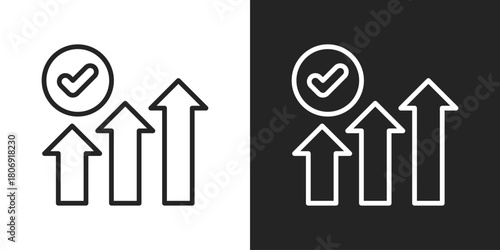 Advantage Icon In Line Version On Black And White Background