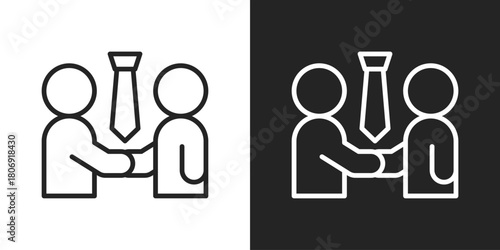 Colleagues Icon In Line Version On Black And White Background