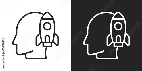 Potential Icon In Line Version On Black And White Background