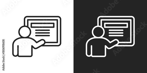 Teaching Icon In Line Version On Black And White Background