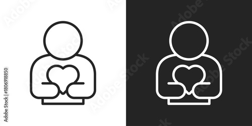 Self esteem Icon In Line Version On Black And White Background