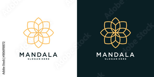 Elegant mandala flower logo design