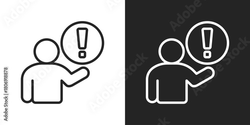 Important Icon In Line Version On Black And White Background