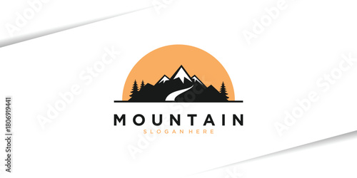 Mountain logo vector, snow mountain design