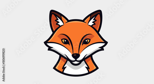 Cute Cartoon Fox Head Illustration with Orange Fur and White Markings.