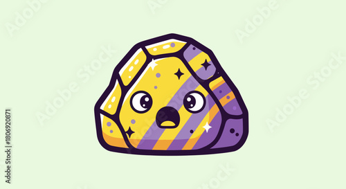 Cute Cartoon Rock Character with Surprised Expression.