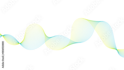 overlapping, two-tone floating band. wavy thread motif in cool and warm colors.