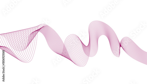 monochromatic pink abstract wave. Flowing sine wave graphic
