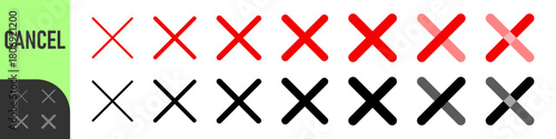 Cancel icon set. Ban sign vector illustration. Close symbol isolated on transparent background
