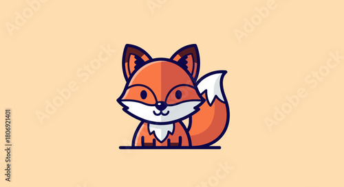 Cute Cartoon Fox Illustration with Warm Colors and Friendly Expression.