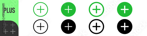 Plus Icon Color | Pluses | Cross Symbol | Addition Logo | Positive Sign | Isolated Transparent | Variations