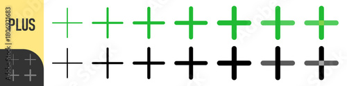 Plus Icon Color | Pluses | Cross Symbol | Addition Logo | Positive Sign | Isolated Transparent | Variations