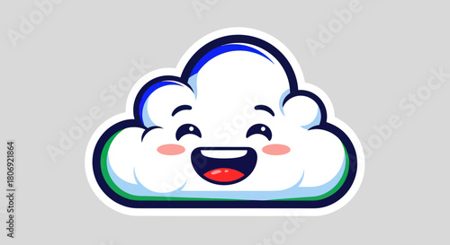 Happy Cloud Cartoon Character with Smiling Face and Rosy Cheeks.