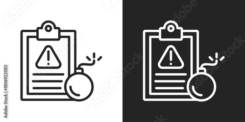 Threats Icon In Line Version On Black And White Background