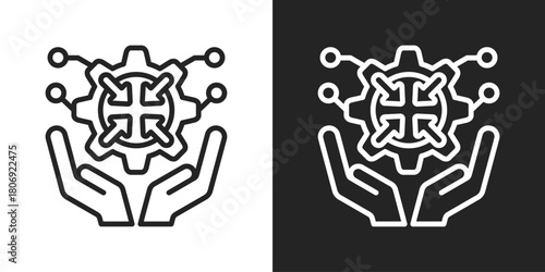 Containment Icon In Line Version On Black And White Background