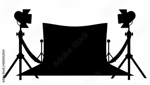 Professional studio setup with backdrop and lighting, ideal for photography, video shoots, and creative projects, dynamic and versatile resource for design