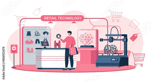 Modern retail experience enhanced with innovative technologies like 3d printing and personalized