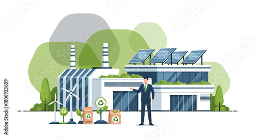 Modern sustainable industry: a clean energy factory for a greener future design