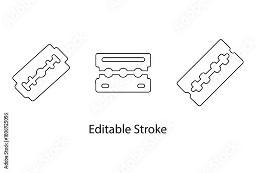 razor blade for shaving vector editable stroke icon, razor blade icon vector line art illustration